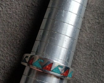 Band ring, chip inlay , southwest style, new old stock from the 1990s