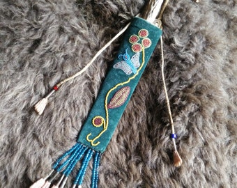 Vintage eastern woodland stile coltello sheat, stile ojibwa, perline gabbiano stile nativo americano stile, Patina,