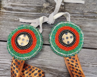 Elastici per capelli color pastello per il powwow, ciocche laterali, elastici per capelli con paillettes, perline, scialle elegante, abito da ballo con tintinnio