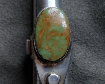 J.Sam modern royston? turquoise ring, sterling silver, Navajo, modernist, chunky, heavy, Native American