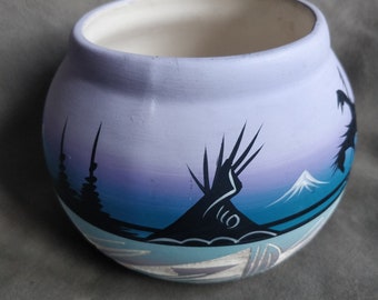 Vintage Navajo Keramik Schale, Indianer, Southwest Stil, Ende des Weges, Keramik Olla