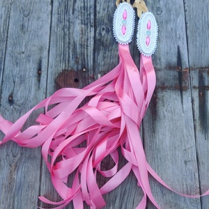Tiny tod size Pink Powwow Haarspange, Seitentropfen, Pailletten Haargähnchen, Perlen, ausgefallenes Tuch, Jingle Dress Dance