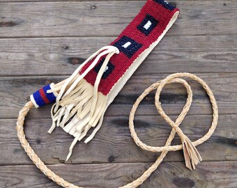 Plains style beaded riding quirt, Native American inspired reproduction, Sioux, Cheyenne style, horse whip