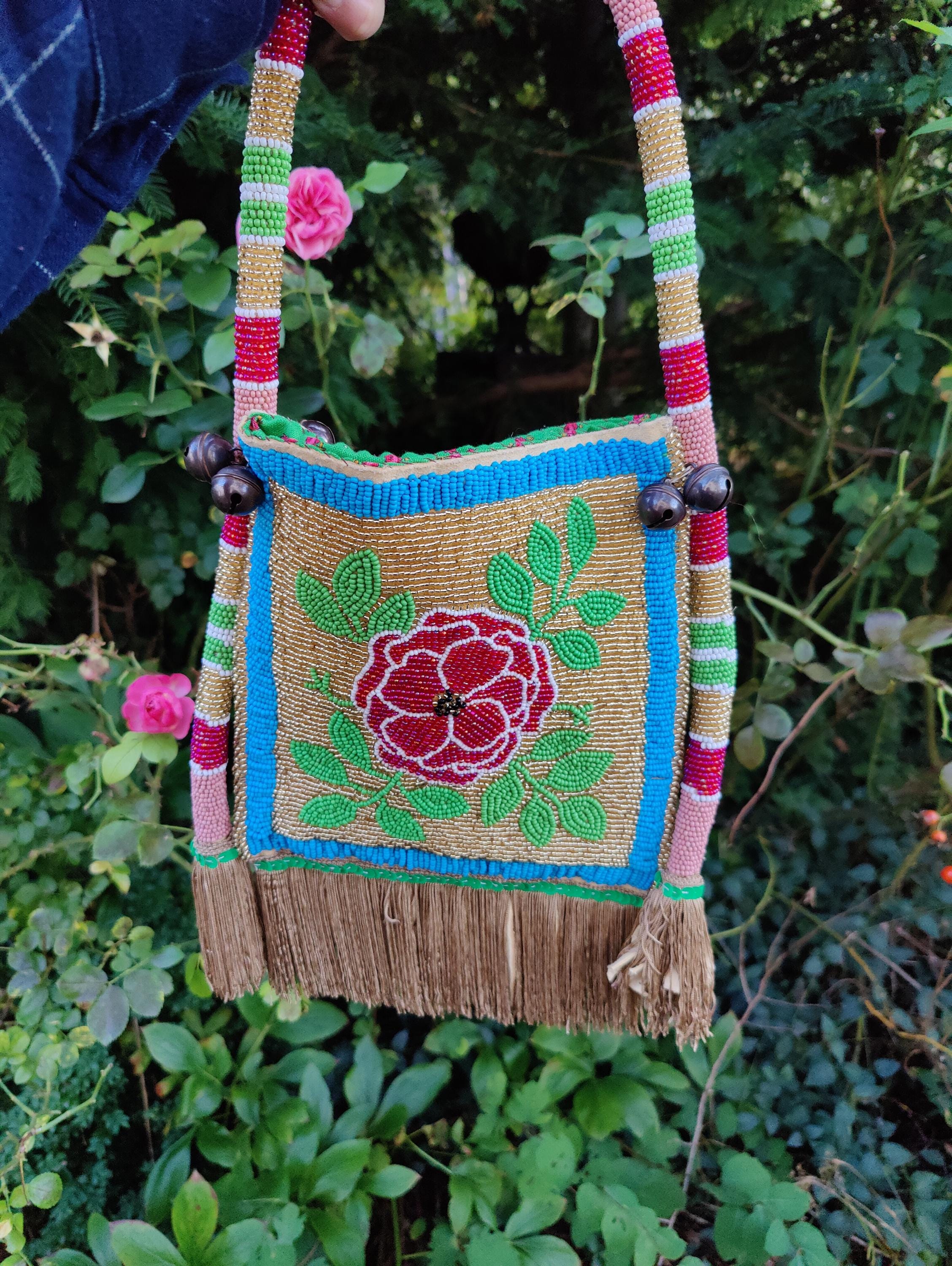 小物 POWWOW Powwow Mirror Bag, Chicken Dance, Woman's Traditional, Native