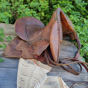 antique gaucho saddle, wild west decor, Argentina. approx 1900