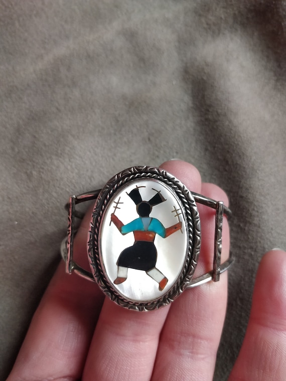 Navajo bracelet, gaan dancer inlay, apache ga an … - image 1