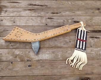 Gunstock warclub , nativo americano ispirato, decorativo Wild West parete appeso, film prop