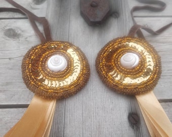 Beaded side drops for braided hair, powwow hair ornament, Native American style