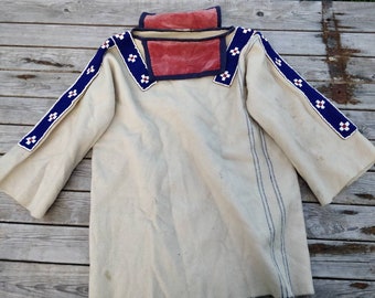 Plains Indian style shirt, wool blanket Shirt, beaded 19th century inspired, ca s or m, boys size