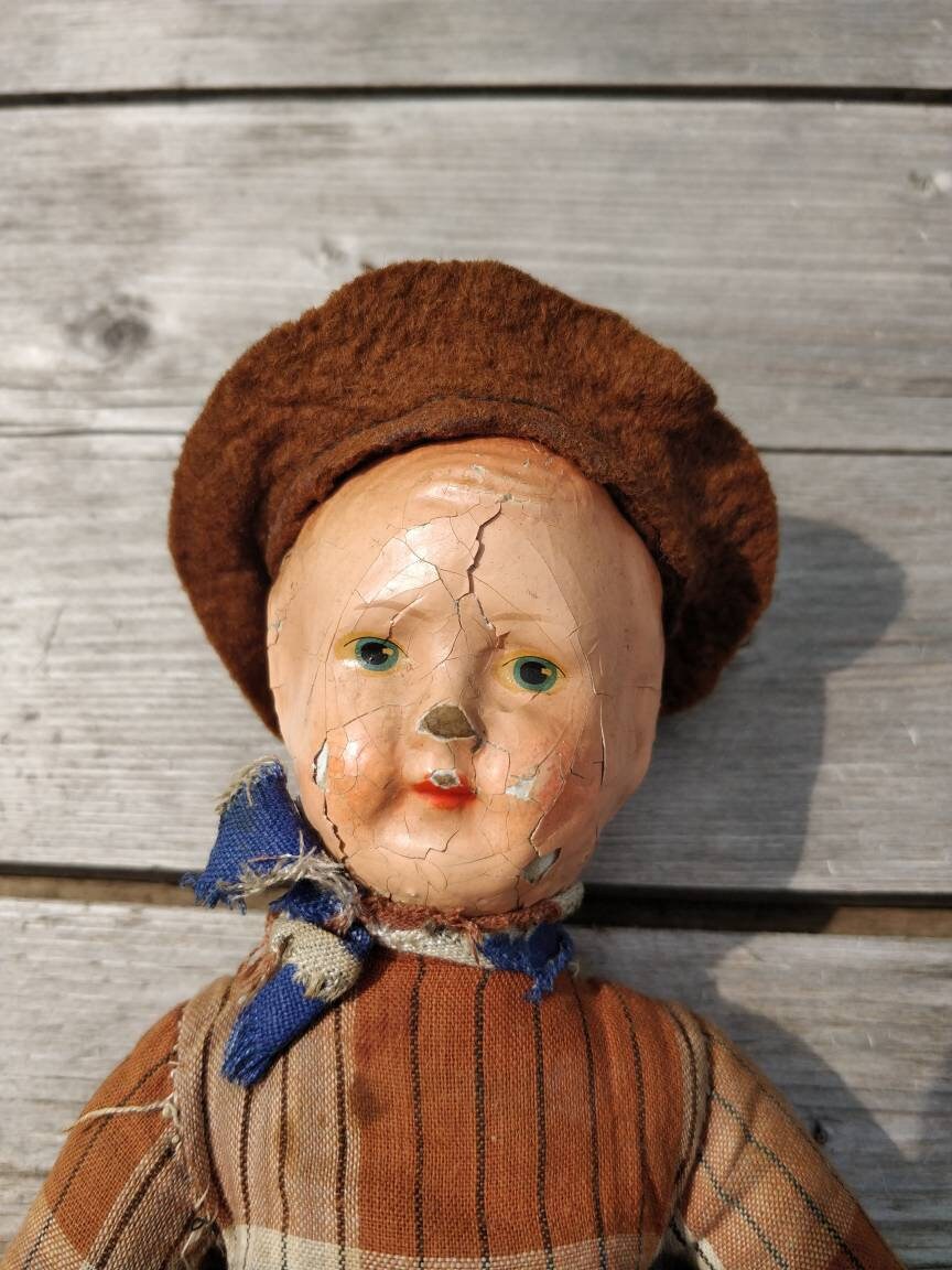 Vintage Cowboy Paper Mache Head Erzgebirge Rustic Wild West Etsy