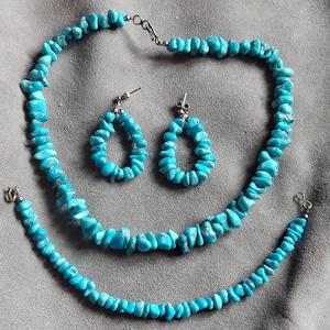 Southwest turquoise jewellery set, stud earrings, bracelet, necklace, vintage