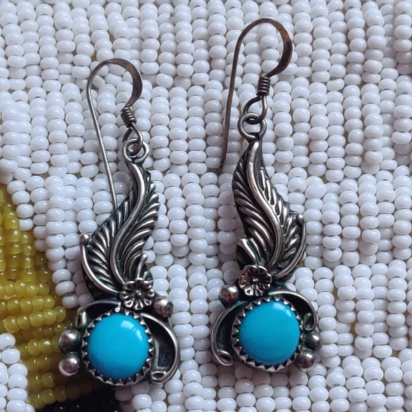 Reserved for carlos...Navajo earrings, silver, Native American, pre used