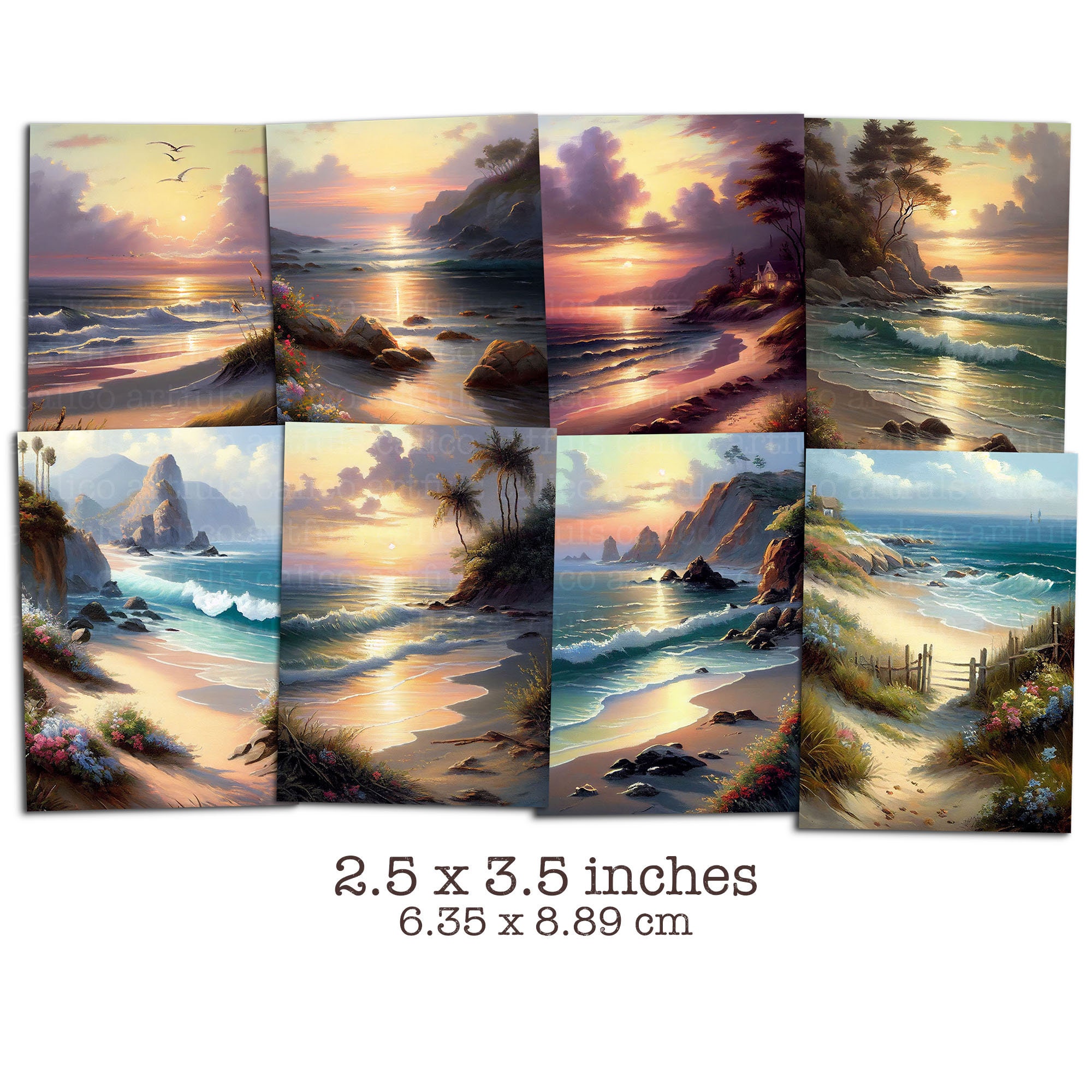 Printable Beaches for Junk Journals, Ocean Beach Printable Ephemera