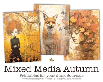 Autumn Ephemera Junk Journal Printables, Autumn Ephemera Pack, Printable Autumn Mixed Media, Digital Collage Sheet Scrapbook Ephemera