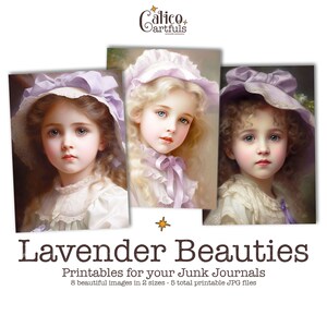 Lavender Children Ephemera for Junk Journals, Junk Journal Ephemera Pack, Victorian Junk Journal Kit, Scrapbook Ephemera Collage Sheet
