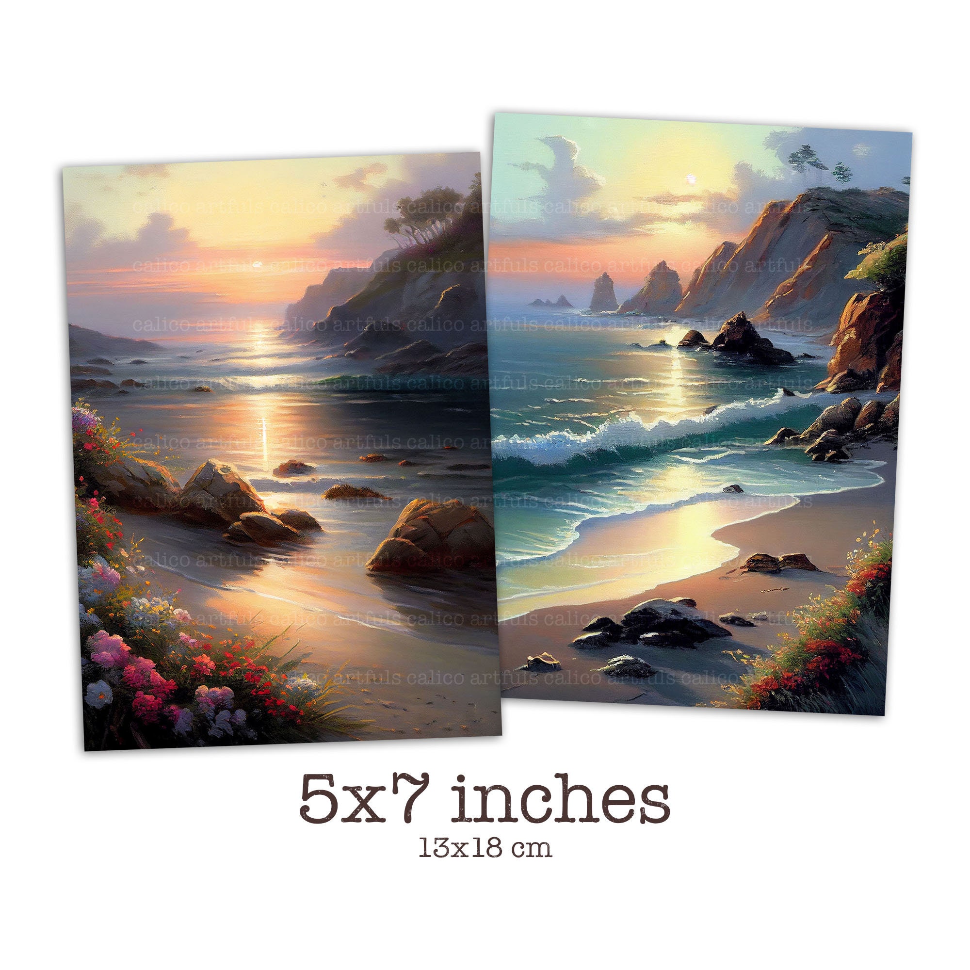 Printable Beaches for Junk Journals, Ocean Beach Printable Ephemera