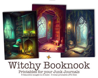 Witch Junk Journal Ephemera, Witchy Junk Journal Ephemera Pack, Printable Ephemera, Witch Junk Journal Kit, Booknook Artist Trading Cards