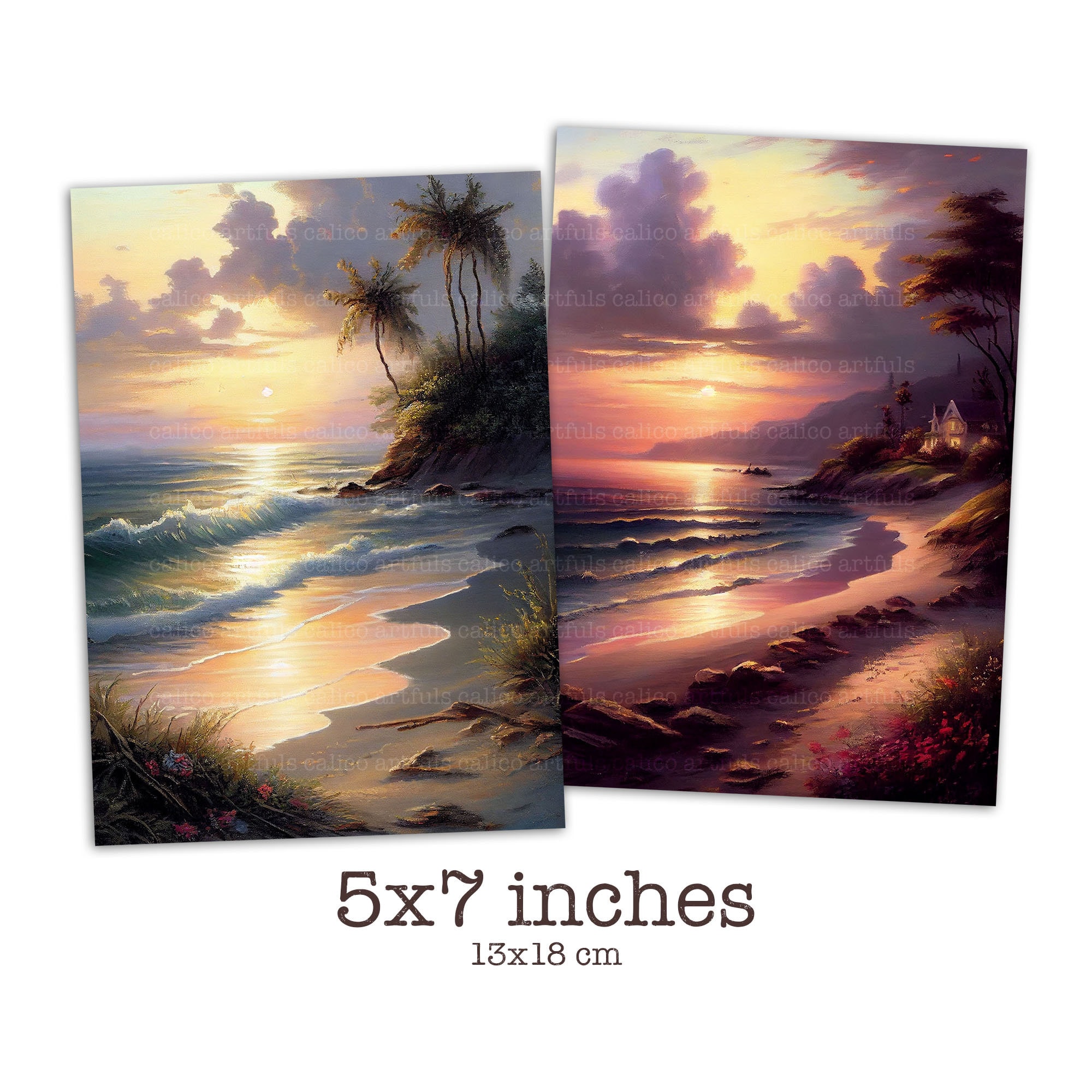 Printable Beaches for Junk Journals, Ocean Beach Printable Ephemera