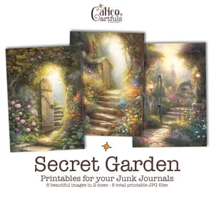 Secret Garden Junk Journal Printables, Garden Collage Sheet Ephemera Pack per Junk Journals, Stampabile Ephemera Scrapbook Collage Sheet