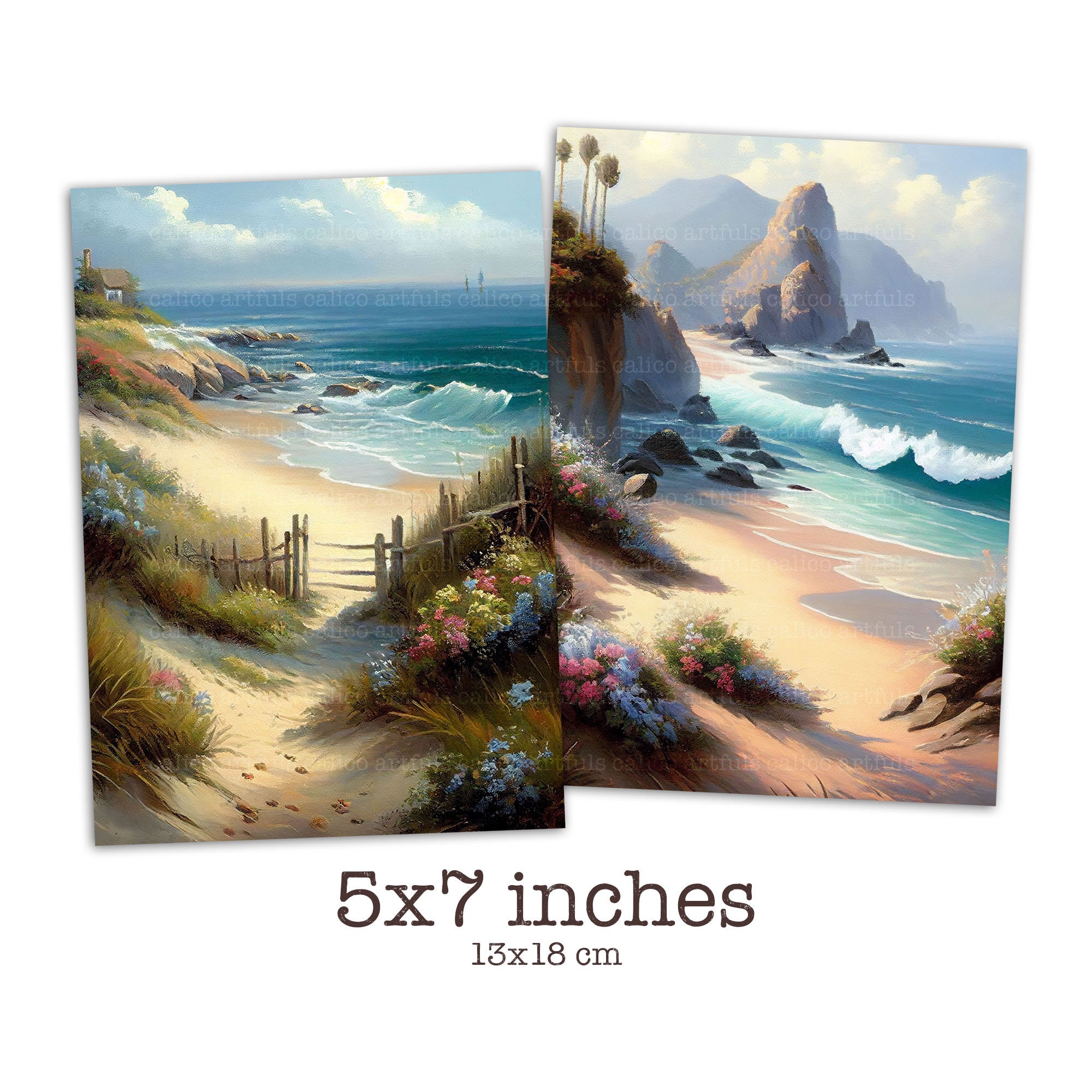 Printable Beaches for Junk Journals, Ocean Beach Printable Ephemera