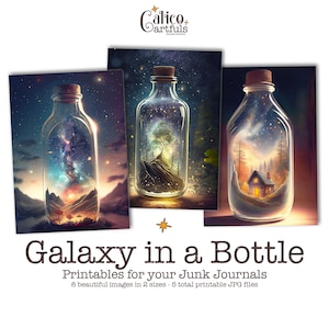 Galaxy Ephemera imprimible para revistas basura, paquete de efímeras celestiales, kit de revistas basura, arte espacial, tarjetas coleccionables de artistas, hoja de collage