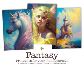 Afdrukbare Fantasy Ephemera voor Junk Journals, Printable Ephemera Pack, Junk Journal Kit, Fairycore Art, Artist Trading Cards, Scrapbooking