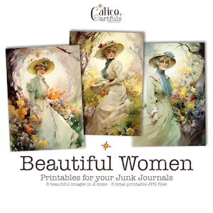 Belles femmes éphémères pour journaux indésirables, pack d'éphémères de journal indésirable, kit de journal indésirable pour femmes plus âgées, feuille de collage d'éphémères de scrapbooking