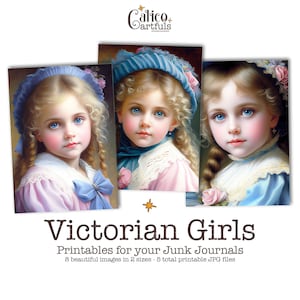 Victorian Girls Ephemera for Junk Journals, Printable Victorian Ephemera Pack, Doll Junk Journal Kit, Artist Trading Cards, Collage Sheet