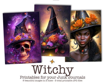 Witch Ephemera for Junk Journals, Witchy Ephemera, Witch Junk Journal Ephemera Pack, Gothic Junk Journal Kit, Printable Ephemera, Halloween