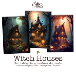 Witch Ephemera for Junk Journals, Halloween Ephemera, Witch Junk Journal Ephemera Pack, Junk Journal Kit, Printable Ephemera, Witch Houses