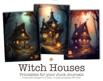 Witch Ephemera for Junk Journals, Halloween Ephemera, Witch Junk Journal Ephemera Pack, Junk Journal Kit, Printable Ephemera, Witch Houses