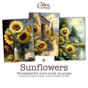 Sunflower Ephemera for Junk Journals, Spring Junk Journal Ephemera Pack, Autumn Junk Journal Kit, Printable Ephemera, Journal Supplies