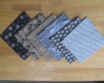 Abstract Gray & Brown Cotton Table Napkins - Set of 6