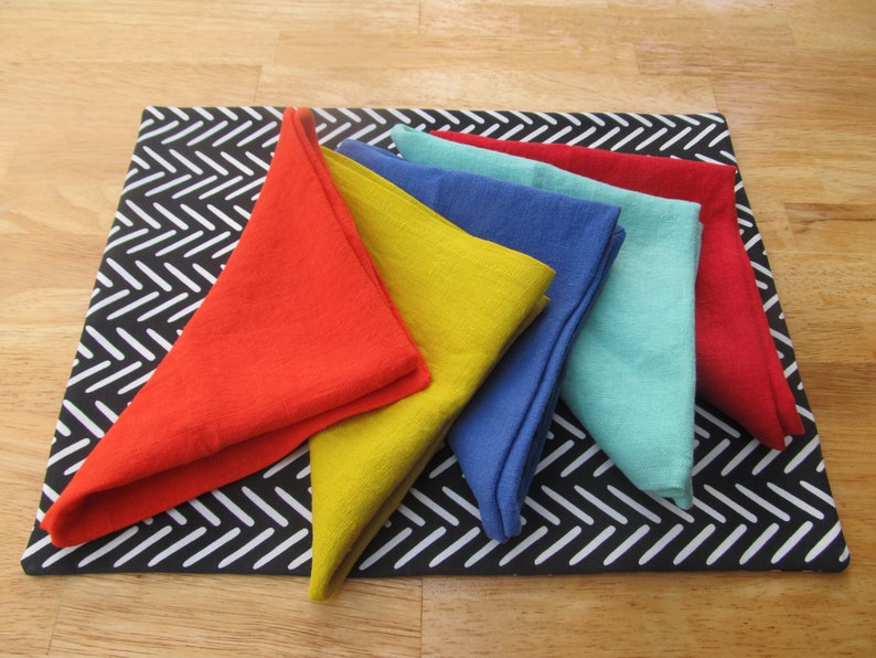 Black and White Placemats Gray Placemats Washable Polyester Etsy