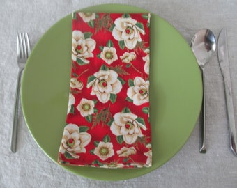 cloth napkins - set of 4 beautiful Christmas napkins, classic Holiday cotton napkins,reusable and stylish cloth napkins,party napkins