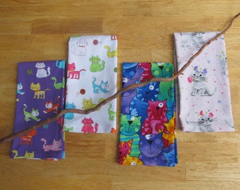 Cheerful Cats Cotton Napkins, Elegant Reusable Table Decor