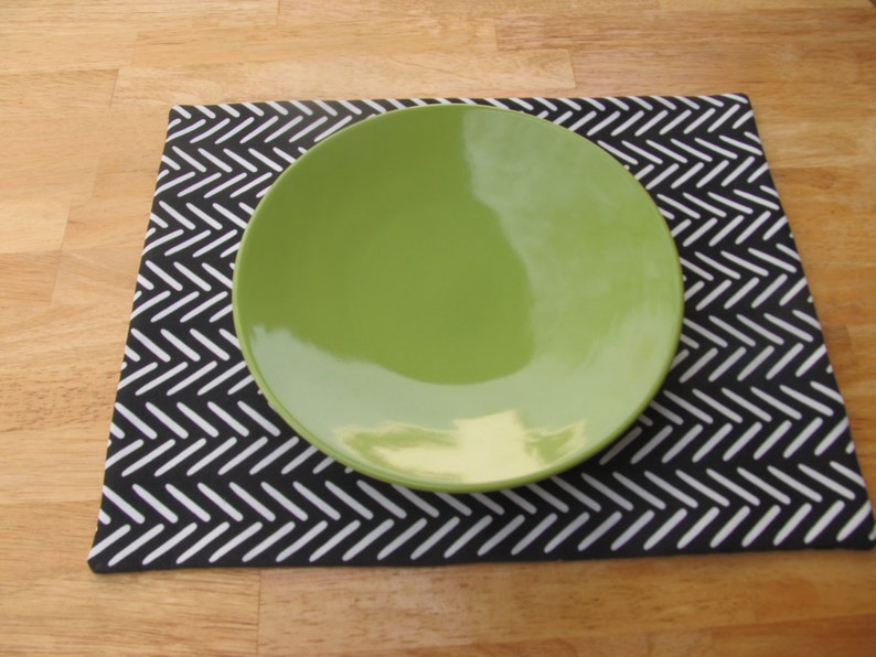 Black and White Placemats Gray Placemats Washable Polyester Etsy