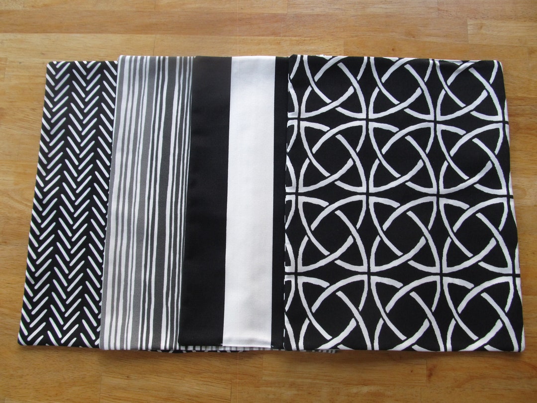 Black and White Placemats, Gray Placemats, Washable Polyester Placemats
