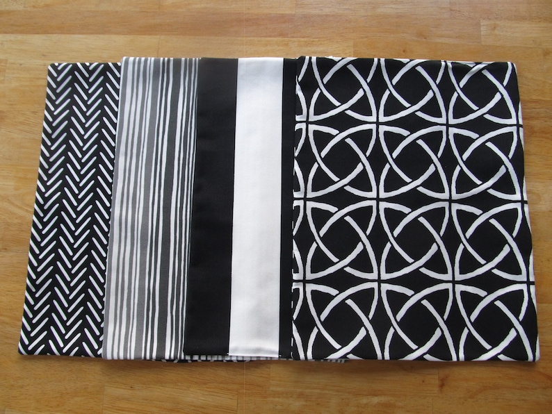 Black and White Placemats Gray Placemats Washable Polyester Etsy