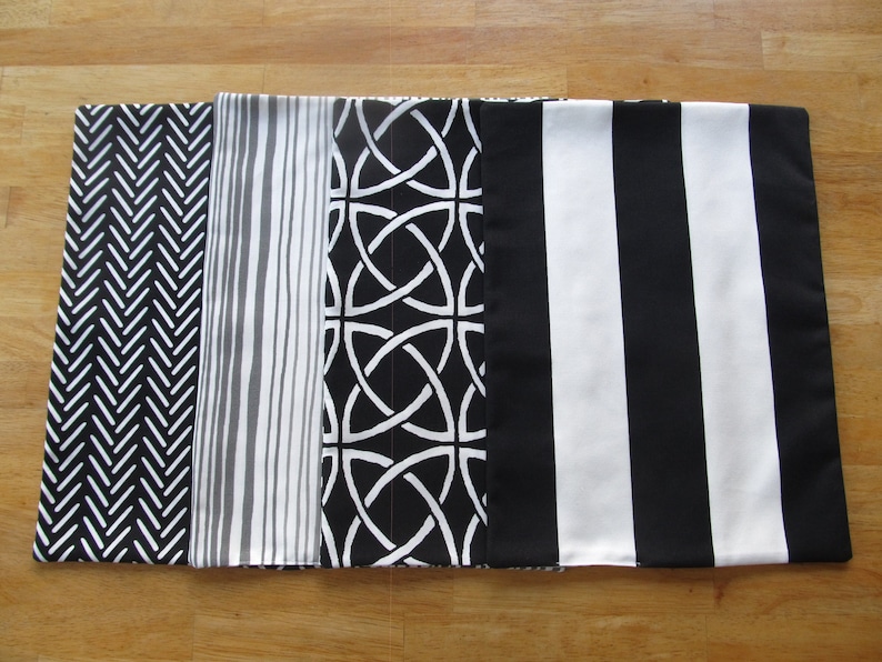 Black and White Placemats Gray Placemats Washable Polyester Etsy