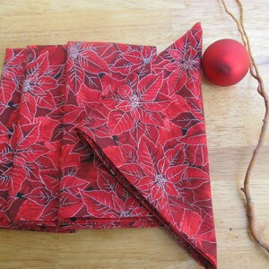 Holiday table napkins,Winter table napkins,red poinsettia cloth napkins, Xmas tree  cloth napkins sets of 2 and 4, Xmas and New Year napkins