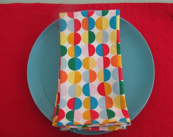 cheerful and colorful set of 4 cotton napkins, IKEA fabric table napkins, reusable cloth napkins, modern and affordable dinner napkins