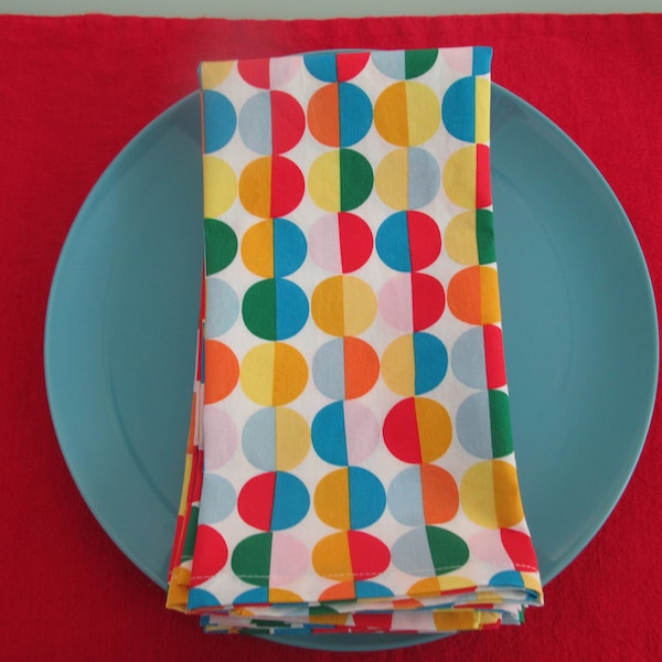 cheerful and colorful set of 4 cotton napkins, IKEA fabric table napkins, reusable cloth napkins, modern and affordable dinner napkins