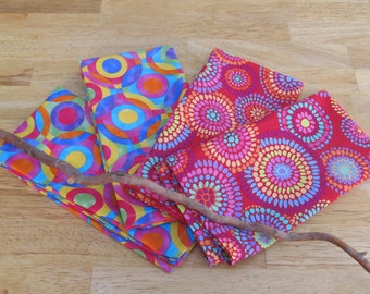 Abstract Multi-Color Cloth Napkins: Modern Reusable Cotton Napkins