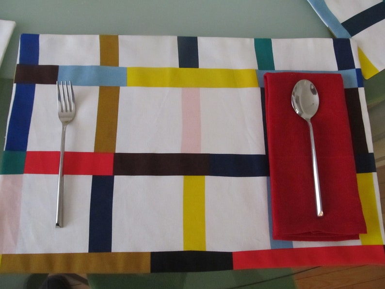 Set of 4 Modern Reversible Cotton Placemats Made in USA Etsy