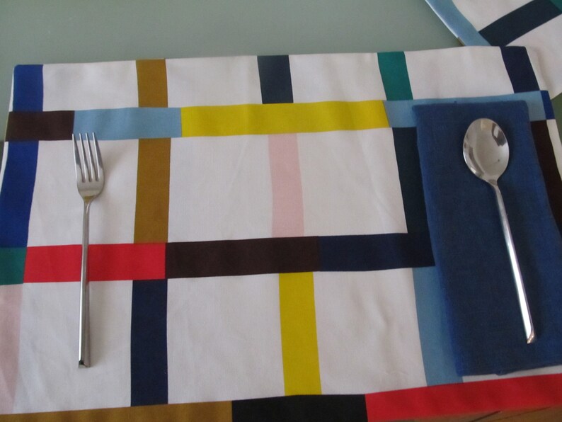 Set of 4 Modern Reversible Cotton Placemats Made in USA Etsy