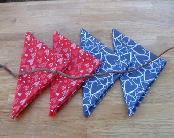 Valentines' day red and gray hearts dinner napkins; large cotton table napkins made in the USA