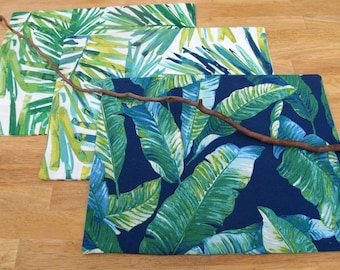 Tropical Leaves Polyester Placemats: Stain & Wrinkle Resistant, Indoor/Outdoor