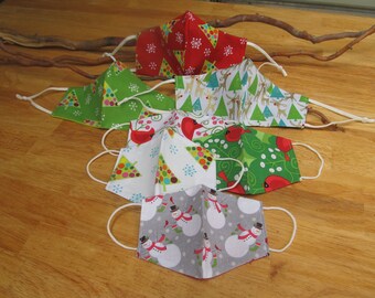 Christmas Cotton Face Mask: Holiday Prints, Adult & Child Sizes