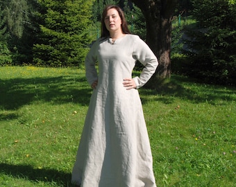 Naturleinen Wikingerkleid | Frühmittelalterlicher Raucher im Haithabu-Stil